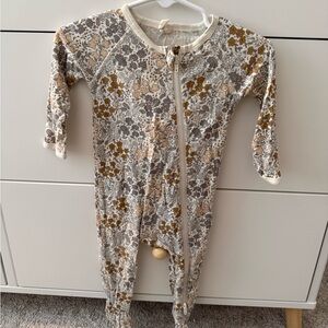 Quincy Mae Floral Footie - Gray and Brown